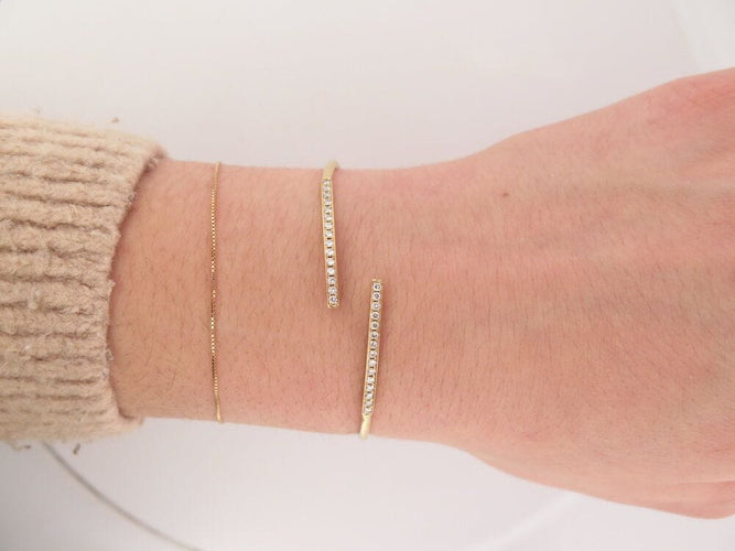 Bracelet bracelet KUNZ jonc ouvert or jaune 18k et diamants 0.30 ct t16 5.6g 58 Facettes 264949