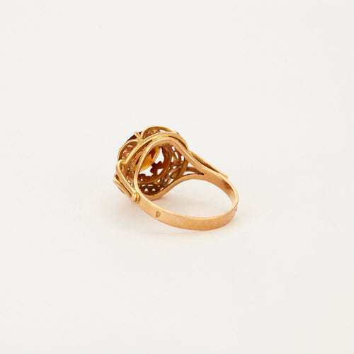 Bague Bague en or jaune et pierre de synthèse orange 58 Facettes 240179