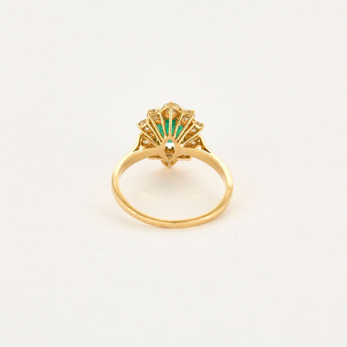 Bague 59 Bague Marguerite or jaune, diamants et émeraudes 58 Facettes 250241