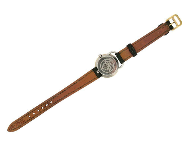 Montre vintage montre HERMES arceau plaque or 25 mm bracelet lezard quartz lady 58 Facettes 267938