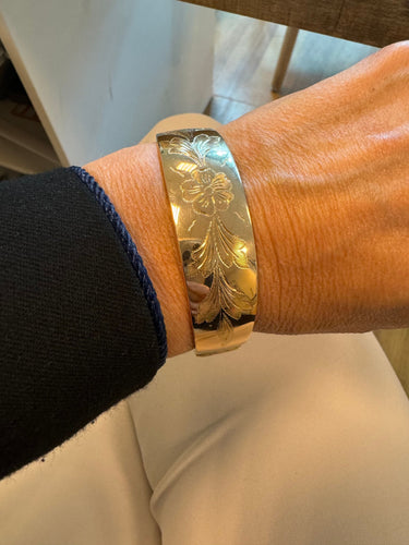 Bracelet Bracelet jonc or 18k motifs fleurs 58 Facettes