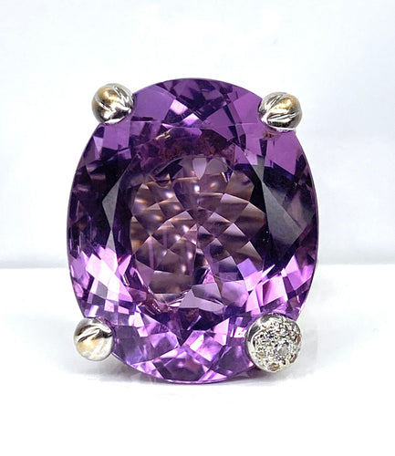 Bague 60 DIOR - Bague or blanc, grand modèle MISS DIOR, améthyste et diamants 58 Facettes AB638