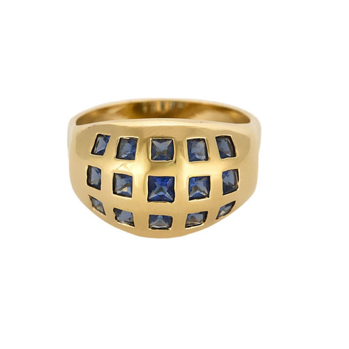 Bague 59,5 Bague jonc en or jaune et saphirs calibrés 58 Facettes MONTE0238