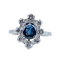Bague 53 Bague marguerite en or blanc, saphir et diamants 58 Facettes AB644