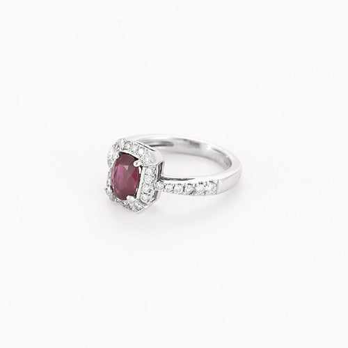 Bague 49,5 Bague or blanc, rubis et diamants 58 Facettes B250247