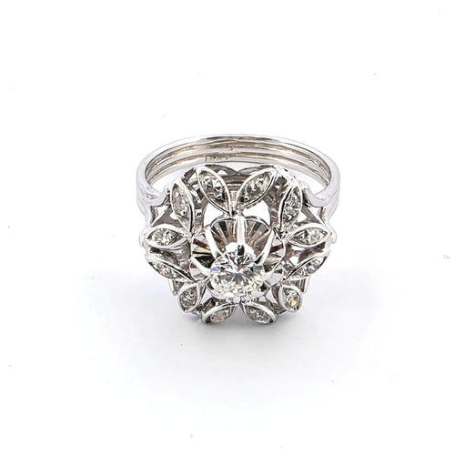 Bague 48 Anello en or blanc 18k et diamants 58 Facettes