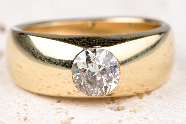 Bague Bague solitaire en diamant de taille ancienne européenne 0,60 CT 58 Facettes bgmassdtoc333-10