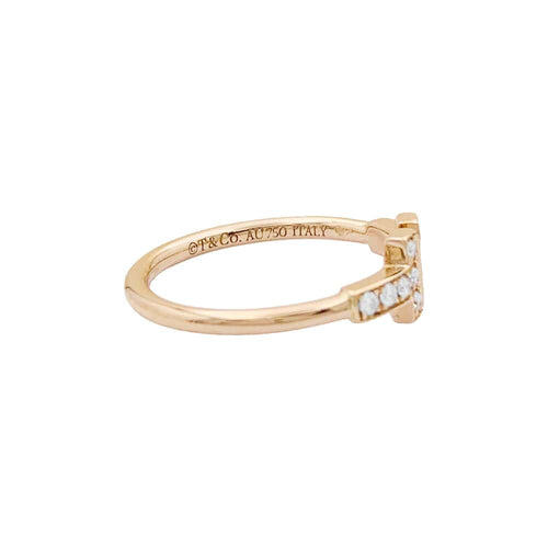 Bague 53 Bague Tiffany & Co, "Wire" collection "Tiffany T" or rose et diamants. 58 Facettes 34926