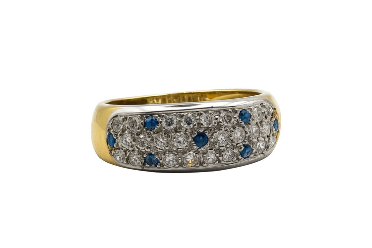 Bague 54 Bague bicolore en or jaune et blanc avec saphirs et diamants 58 Facettes 50316