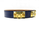 Collier ceinture HERMES medor collier de chien 70 cuir box bleu et metal dore 58 Facettes 266424