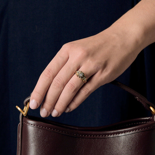 Bague Solitaire en or jaune, or blanc et diamant