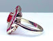 Bague 51 Bague marguerite en or blanc 18 carats en rubis et diamants 58 Facettes AB215