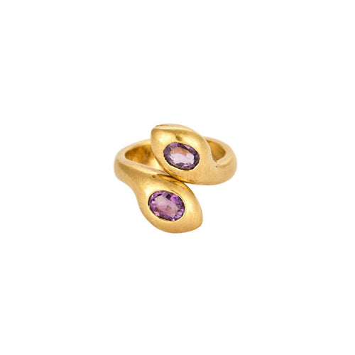 Bague 45 Bague Toi & Moi or jaune et améthystes 58 Facettes LAV1659