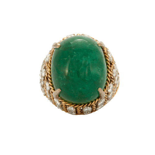 Bague 56 Bague Emeraude cabochon diamants 58 Facettes