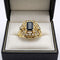 Bague 53 Bague Art Déco en or jaune avec diamants et saphir central 58 Facettes 50391