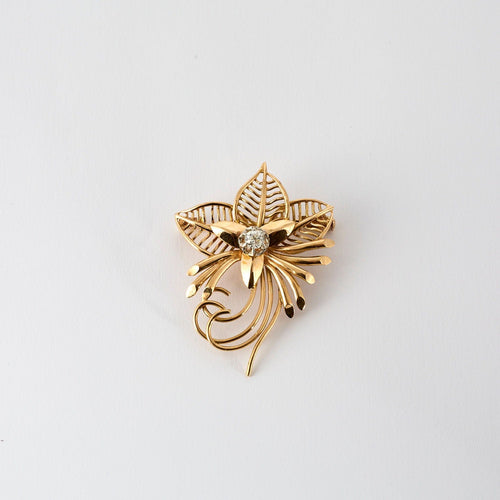 Broche Broche florale en or rose et diamant 58 Facettes THI01752