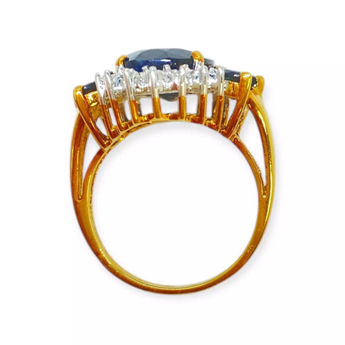Bague 54 Bague or jaune saphir et diamants 58 Facettes 330070271