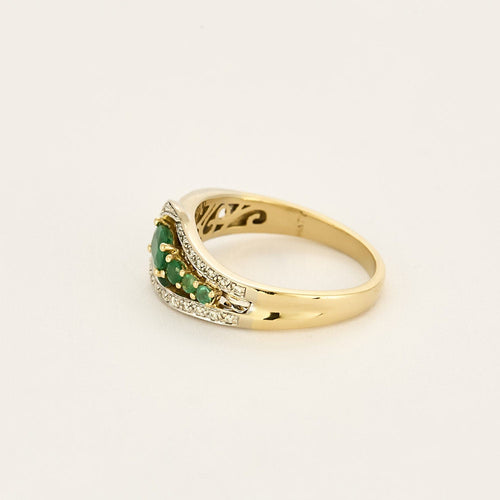 Bague 62 Bague en or jaune, émeraudes et diamants 58 Facettes GU263