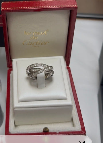 Bague 55 CARTIER - Bague Trinity or blanc diamants 58 Facettes