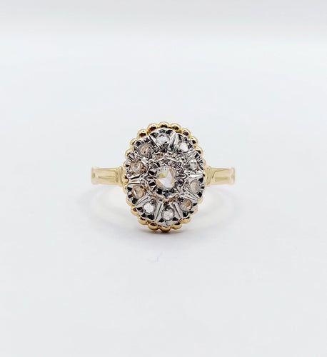 Bague 52 Bague marquise antique or jaune diamant taillés en roses 58 Facettes A05051