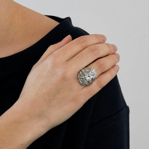 Bague 53 Bague style Art Déco Diamant 1.55ct 58 Facettes 1972