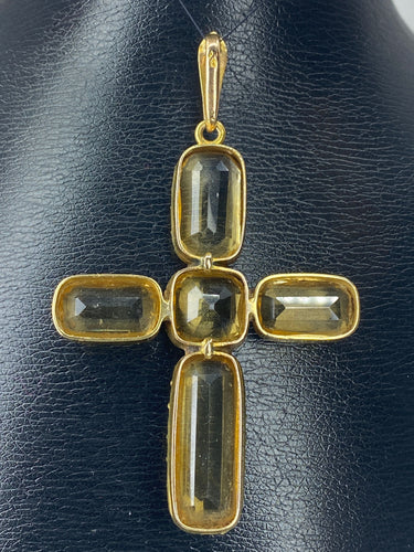 Pendentif Pendentif Croix en or, citrines 58 Facettes AB36
