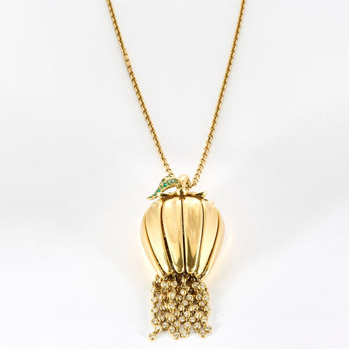 Pendentif RENE BOIVIN - Pendentif "Coloquinte" en or jaune diamants et émeraudes 58 Facettes