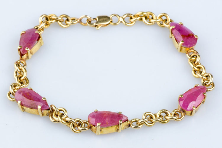 Bracelet Bracelet en or jaune orné de rubis 58 Facettes BRARV14KCC925