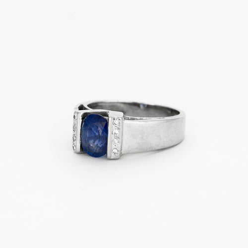 Bague 59 Bague jonc or gris saphir et diamants 58 Facettes GU32