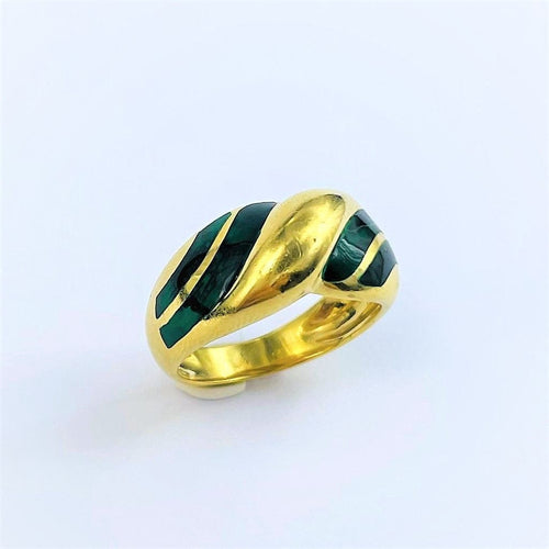 Bague Bague Tressée Or Jaune avec Email Verte 58 Facettes 20400000612