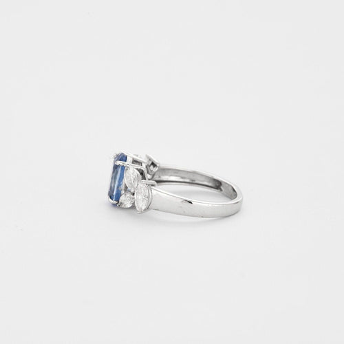 Bague 54 Bague or blanc saphir bleu diamants 58 Facettes