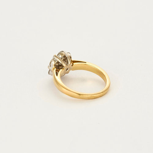 Bague marguerite or jaune et gris et diamants