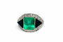 Bague 52 Bague Art Déco en platine ornée d'émeraudes, d'onyx et de diamants 58 Facettes 50306