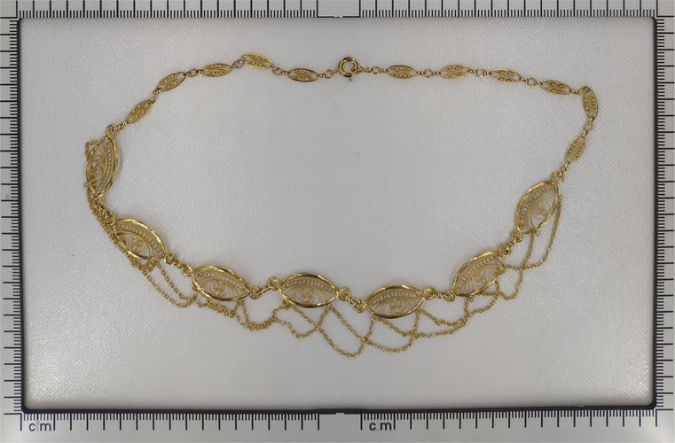 Collier Grandeur victorienne : un collier tissé d'or et de perles 58 Facettes 23039-0116