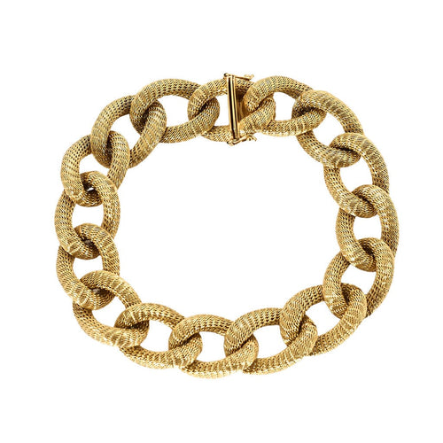 Bracelet en or jaune à maille gourmette tissée