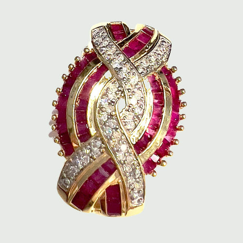 Pendentif PENDENTIF CONTEMPORAIN DU XXE SIÈCLE en OR 18 carats avec DIAMANTS et RUBIS 58 Facettes Q716A