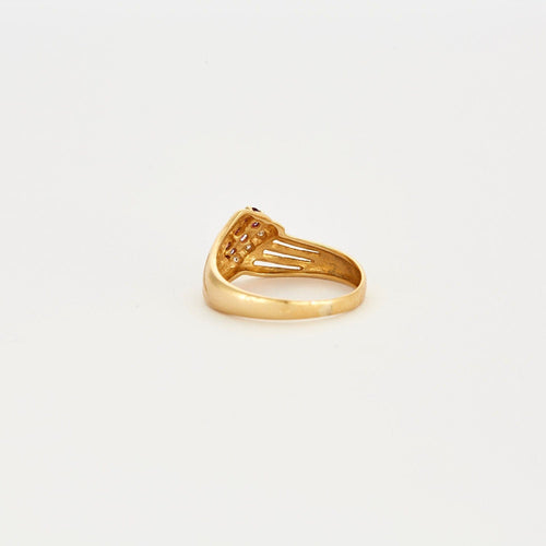 Bague 57 Bague or jaune rubis diamants 58 Facettes LP543