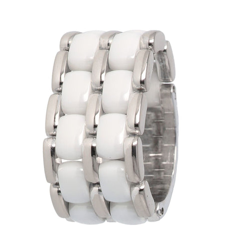 Bague 55 CHANEL - BAGUE MODELE "ULTRA" OR BLANC CERAMIQUE 58 Facettes 3955