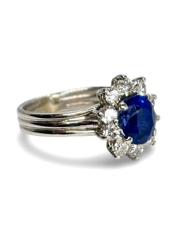 Bague 54 Bague marguerite or blanc saphir 2 ct et diamants 0,90 ct 58 Facettes 843