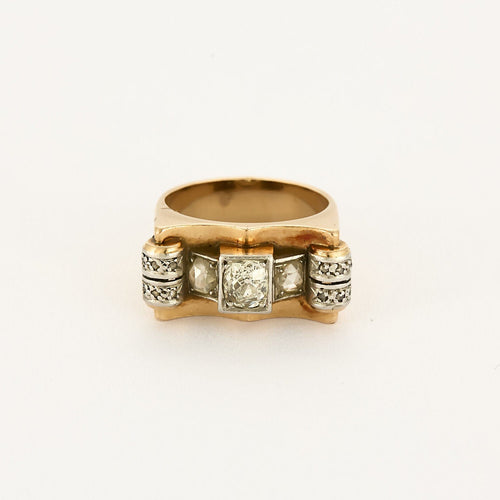 Bague 55 Bague Tank or rose et platine, diamants 58 Facettes B250290