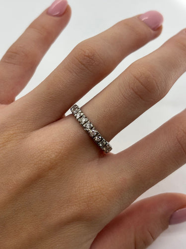 Bague 56 Alliance tour complet or blanc et diamants 0,85 ct 58 Facettes 1165