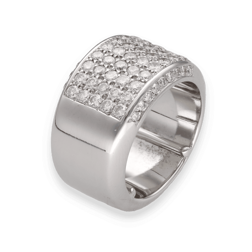 Bague 55 Bague imposante en or gris 18K - 2,00 Cts de diamants brillants G-VS - 37 g - Taille 55 58 Facettes FB09753