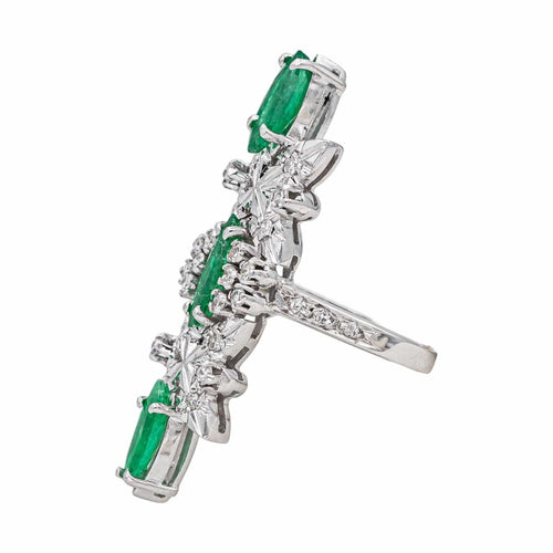 Bague 48 Bague Cocktail Or blanc Emeraude, Diamant 58 Facettes 4445898CN
