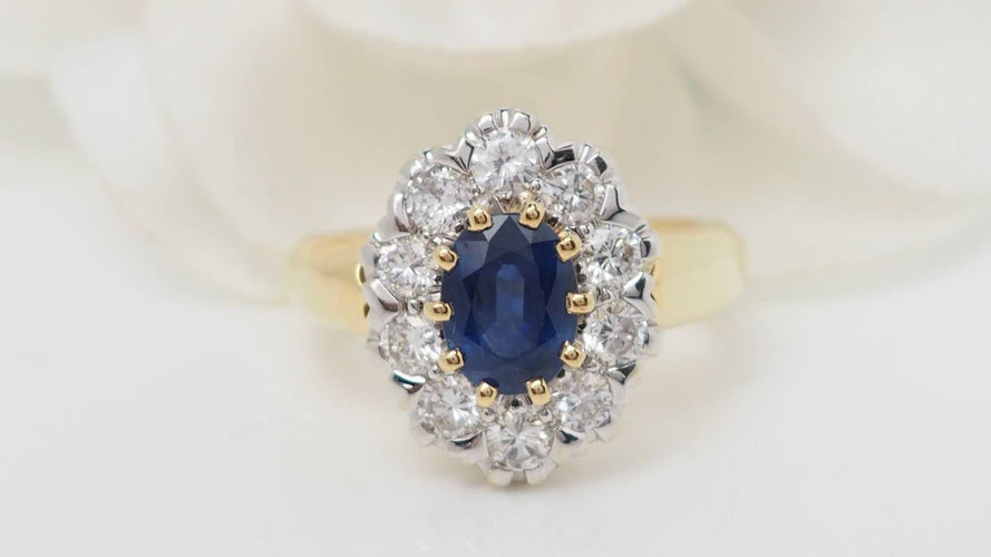 Bague 52 Bague Pompadour en or jaune, saphir et diamants 58 Facettes 32521
