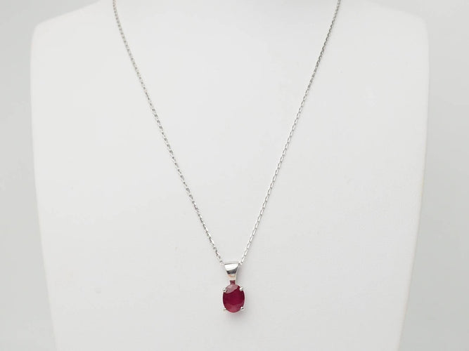 Collier Collier solitaire en or blanc et rubis 2,12ct 58 Facettes 20021