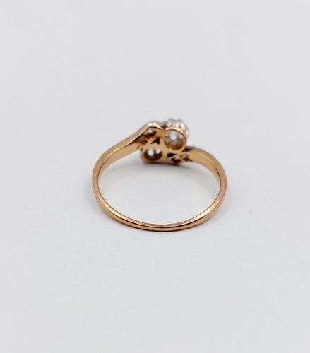 Bague toi et moi or rose, diamants taille ancienne (circa 1900) 58 Facettes A06235