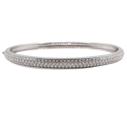 Bracelet Bracelet jonc or blanc 18k et 2,80 carats de diamants, vintage, art deco 58 Facettes A06114