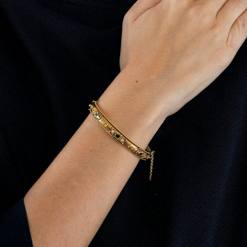 Bracelet Bracelet jonc or jaune saphir diamant 58 Facettes LP707