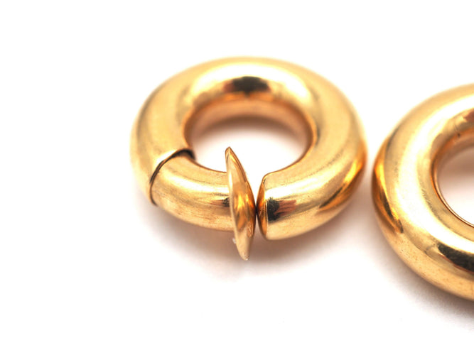Boucles d'oreilles Créoles or jaune 750 fermoir 58 Facettes