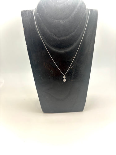 Collier COLLIER LA BRUNE ET LA BLONDE OR BLANC 2 DIAMANTS 0,15ct 58 Facettes M8927